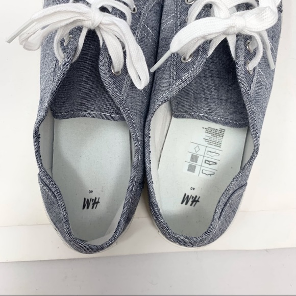 H&M Women sz 8.5 Gray/Navy Blue Canvas Flat Sneaker Shoe RN101255 - Picture 8 of 9